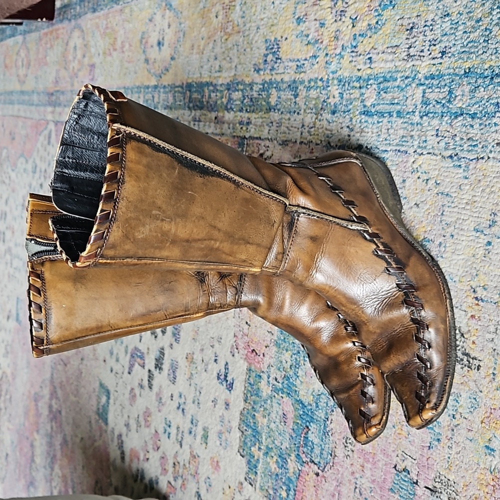 Pikolinos midcalf brown/olive leather boots 36